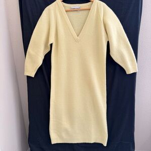 Adrienne Vittadini V-Neck Vintage Yellow Sweater Dress | Med